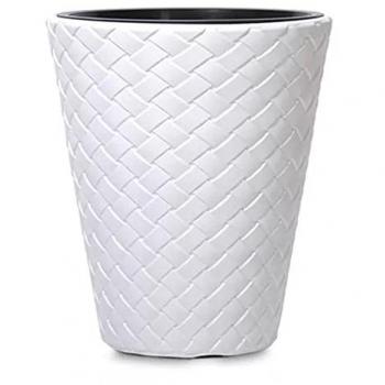 Maceta Prosperplast MATUBA 34L con Depósito, Dimensiones 400x400x480 mm, Color Blanco para Decoración de Interiores y Exteriores