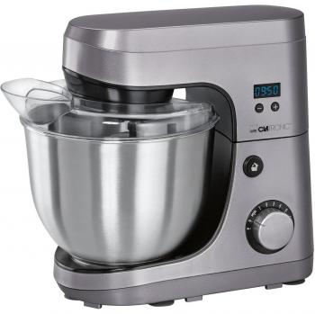 Clatronic 263704 Batidora amasadora Especial repostería, Velocidad electrónica, 4.2 litros, 3 Accesorios, 600 W, Plateado