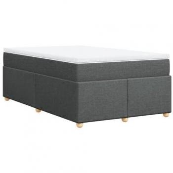 Cama Box Spring con colchón de tela gris oscuro 120x190 cm