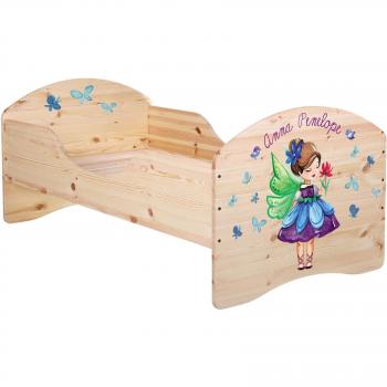 trihorse® Baby Cama/cama infantil 140 x 70 Madera Maciza infantil nombre personalizado 501N Fee natur Talla:140x70cm