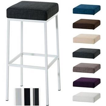 Taburete de bar Montreal 80 en tela gris oscuro y blanco con estructura metálica resistente
