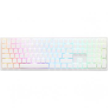 Teclado Mecánico Ducky Zero 6108 RGB 100% Blanco Puro Conexión Tri-Mode MX2A Azul