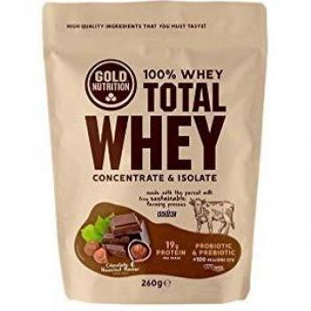 Goldnutrition Total Whey Proteina 260g, Chocolate con Avellanas, Aumenta y Conserva Músculos