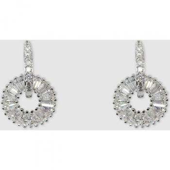 Pendientes Zirconia Donuts de rodio con circonitas