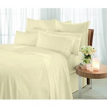 Juego de ropa de cama individual, 100% satén de algodón egipcio Beige 400 hilos funda de edredón tamaño 200 cm x 135 cm 1 funda de almohada a juego Tamaño 50 cm x 75 cm de gran tamaño sábana 178 cm x 254 cm del algodón superior es lujoso a