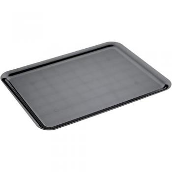 Bandeja Reutilizable de Plástico Duro Negra 50x37cm (4 Uds) - Rectangular, Apta para Lavavajillas, Ideal para Servir y Autoservicio