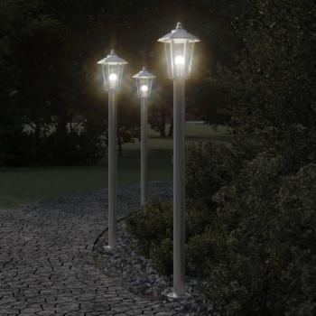 Lámpara de pie para exterior 120 cm en acero inoxidable plateado