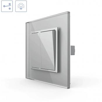 Interruptor Conmutador Doble Marco Gris LEDBOX