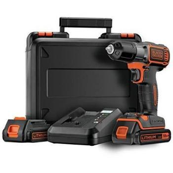 BLACK+DECKER ASD18KB-QW - Taladro atornillador 18V Autosense, incluye 2 baterías de litio 1.5Ah y maletín
