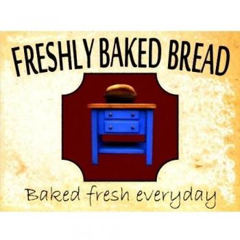 4149 FRESHLY BAKED Pan freno Fresh Everday marca nueva divertido nostálgico estilo VINTAGE METAL pared publicidad placa decorativa