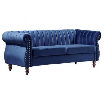 Sofá Chesterfield de 3 plazas de terciopelo azul real TRUMBO