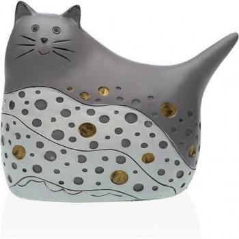 Figura Decorativa Versa Gris Gato 9,5 x 14 x 17 cm