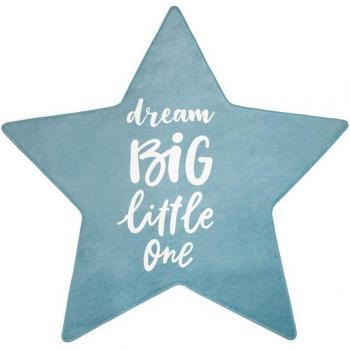 Alfombra Infantil Forma Estrellas 150 cm - Paco Home, Alfombra para Habitación Infantil, Juegos Bebé, Diseño de Estrella con Inscripción en Azul y Blanco
