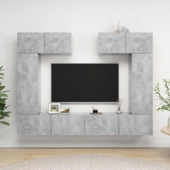 Set de Muebles de Salón 6 Piezas en Madera Ingeniería y Aglomerado Gris Hormigón, Incluye Mueble TV, Mesa de TV, y Otros Elementos con Dimensiones de 30.5 x 30