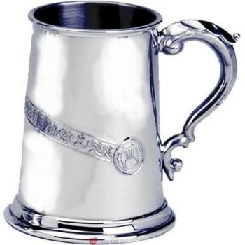 Pewter Tankard Sello de Cardo Escocés Diagonal Celtic Band Mango Adornado 1pt