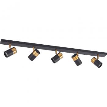 Foco 'Evaro' moderno de Arcchio en negro, hecho de metal, para salón y comedor, con 5 luces GU10, foco empotrado y lámpara de techo