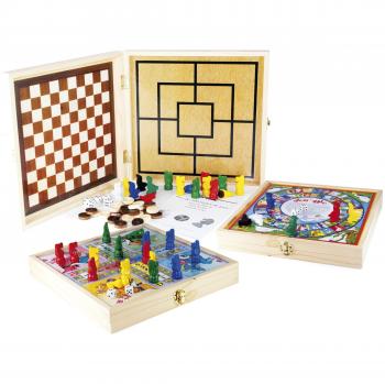 Cofre de 100 Juegos de Mesa Tradicionales en Caja de Madera