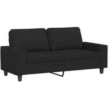 Sofá de 2 plazas en tela negro, dimensiones 140 cm, con reposabrazos y respaldo, ideal para descanso y uso en salón