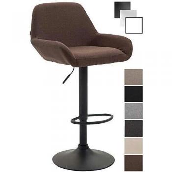 Taburete de Bar Braga en Tela Marrón y Negro, Ajustable en Altura, con Respaldo y Reposabrazos