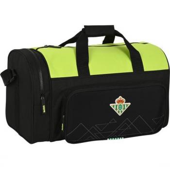 Bolsa de Deporte Real Betis Balompié Ajustable con Bolsillo Frontal, Lateral y Medidas 47 x 26 x 27 cm en Color Negro y Lima