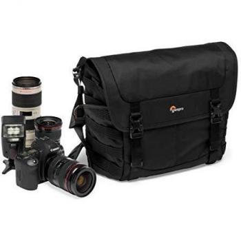 Lowepro ProTactic MG 160 AW II Messenger Bag, Black - Camera messenger bag, water-resistant material, adjustable dividers for customizable storage, dedicated tablet pocket, padded shoulder strap, quick access side pockets, compatible with various camera g