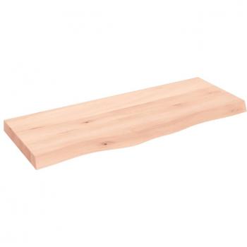 Estante de pared madera maciza roble sin tratar 100x40x(2-6) cm, Estante pared madera roble tratada 100x40x(2-6)cm Natural, Marrón claro, Marrón