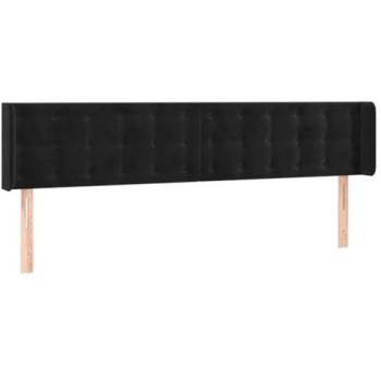 Cabecero con LED de terciopelo negro 163x16x78/88 cm