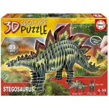 Educa Borrás - Stegosaurus 3D Creature Puzzle - Kit de Montaje Dinosaurio 3D