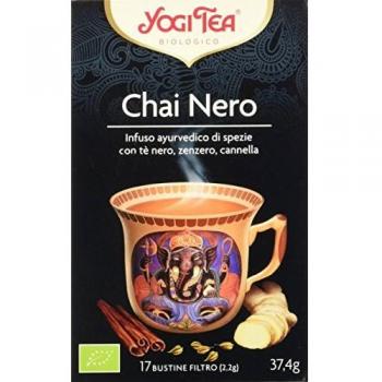 Yogi Tea - Chai Negro, Infusión Ayurvédica de Especias con Té Negro, Jengibre y Canela - 17 Bolsitas, 37,4g