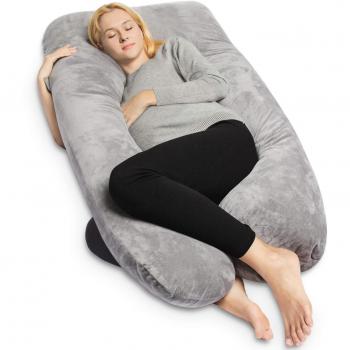 QUEEN ROSE Almohada con forma de U, Almohada de embarazo y maternidad con funda extraíble y lavable