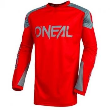 Camiseta de Cross O'Neal Element Rojo-Gris, tipo: Jersey de motocross, características: diseño en colores rojo y gris, fabricada con materiales ligeros y transpirables, corte cómodo para mayor movilidad, gráficos impres