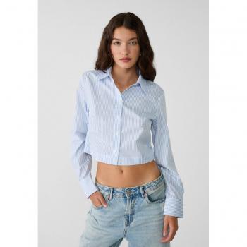 Sky Blue Rhinestone Poplin Shirt S