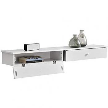 Set de 2 Estantes de Pared con Cajón - 60 x 24 x 12,6 cm - Mesita de Noche Almacenamiento Blanco