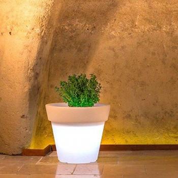 Maceta Begonia Redonda de Resina con LED Blanco 45 cm