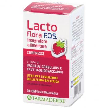Lacto Flora F.O.S. 30 comprimidos - Farmaderbe, probiótico en forma de comprimidos que contiene fibra prebiótica (FOS), ideal para el equilibrio intestinal y la salud digestiva