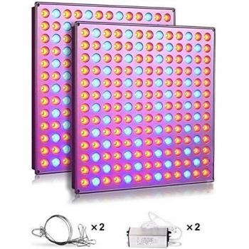 Yasbed Lámpara LED para plantas de interior, 75 W, espectro completo, para plantas, hidropónica, invernadero, plantas suculentas, flores-2 piezas