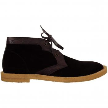 Dolce & Gabbana Brown Velvet Exotic Leather Boots - EU44/US11
