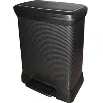 Curver 229243 cubo de basura con pedal, rectangular, para Decoración, carbono, plástico, negro, 39 x 29 x 51 cm, 30 L