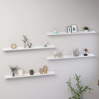 vidaXL Wall Shelves 4 pcs High Gloss White 100x9x3 cm