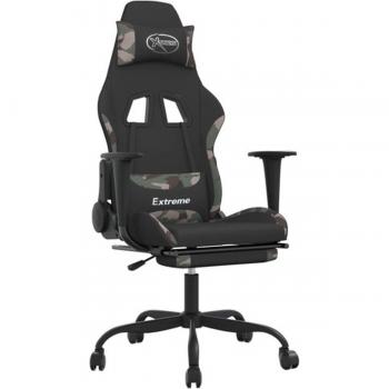 vidaXL Black Camouflage Gaming Chair with Footrest