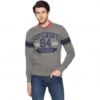 Superdry Track & Field Crew, suéter para Hombre, Gris