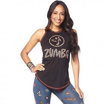 Zumba Camiseta sin Mangas con Cuello para Entrenamiento de Moda para Mujer X-Pequeña B2b Negro