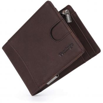 Vemingo Vemingo Cartera para Hombre con Clip,Monedero con RFID Bloqueo para Tarjetas de Crédito Portamonedas Ligeros para Hombre/Adolescente, Marrón