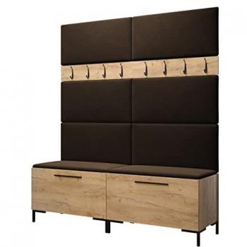 Conjunto de recibidor Hartford F101, 196x168x46cm, aglomerado laminado, tapiz con panel acolchado y ganchos para ropa