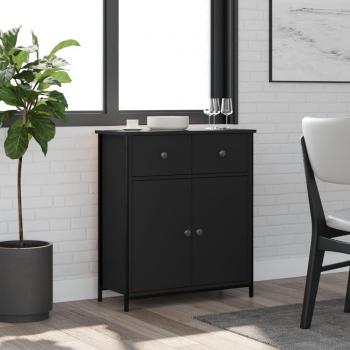 Aparador de madera de ingeniería negro 70x30x80 cm - Mueble de Almacenaje de Salón, Buffet para salón, Armario Auxiliar, Armario de Almacenamiento