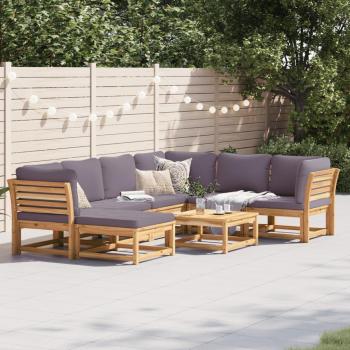 8-Piece Acacia Solid Wood Garden Lounge Set with Cushions