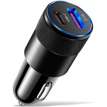 Cargador de Coche USB Tipo C 66W con Carga Rápida 3.0 PD para iPhone 13, 12, 11 Pro Max, Xiaomi, Huawei y Samsung