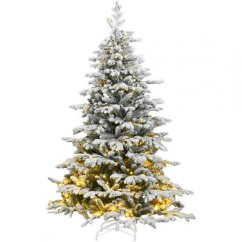 Flocked Snow Artificial Hinged Christmas Tree with 300 LEDs - 210 cm (82.7)