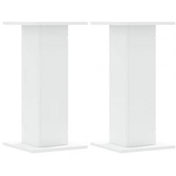 White Engineered Wood Speaker Stands - Set of 2 (30x30x60 cm)