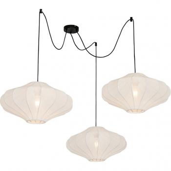 Lámpara colgante de diseño blanca 50 cm con 3 luces, acero y textil, adecuada para LED
